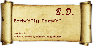 Borbély Dezső névjegykártya